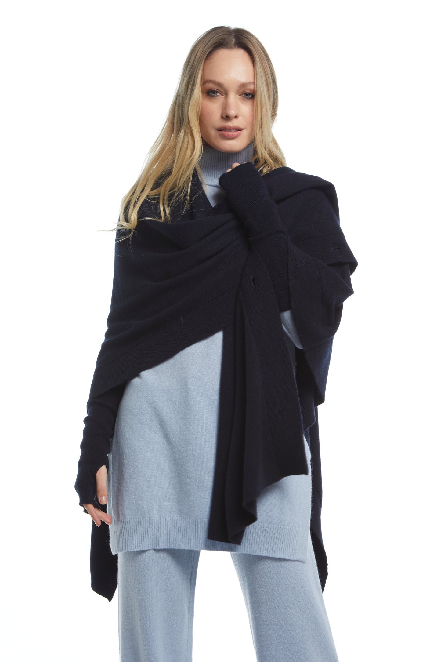 Mantella con maniche - Blu