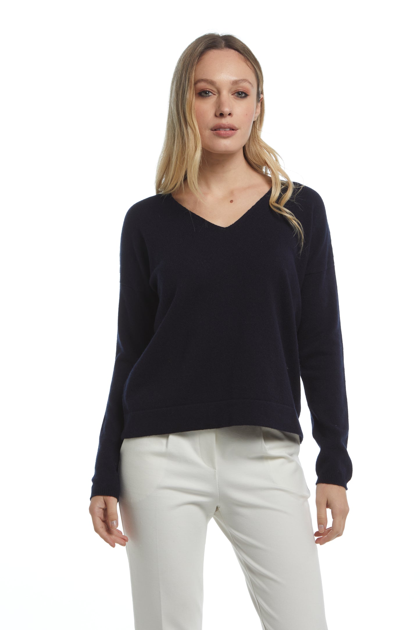Maglia over scollo a V - Blu