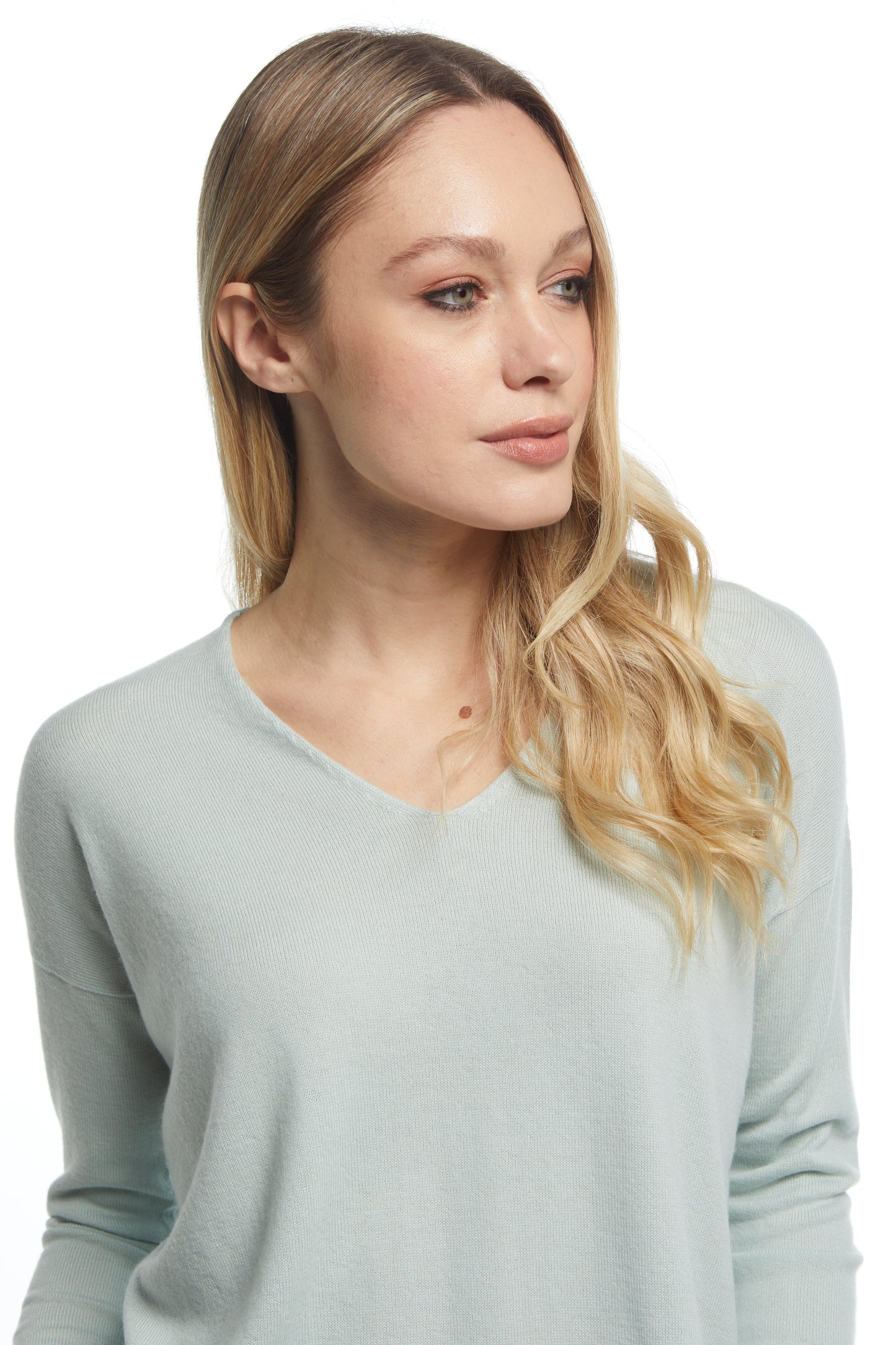Maglia over scollo a V - Verde Acqua