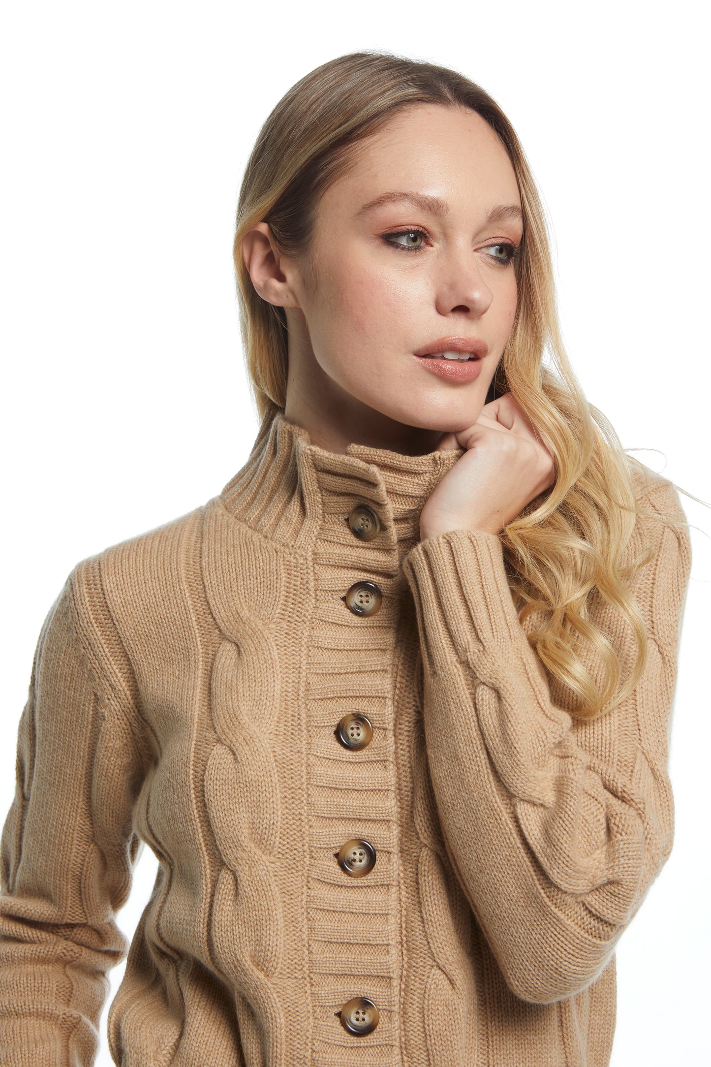 Cardigan corto trecce - Cammello