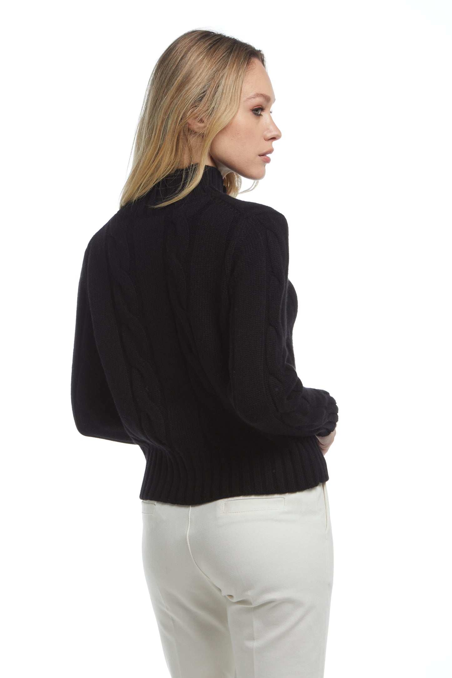 Cardigan corto trecce - Nero