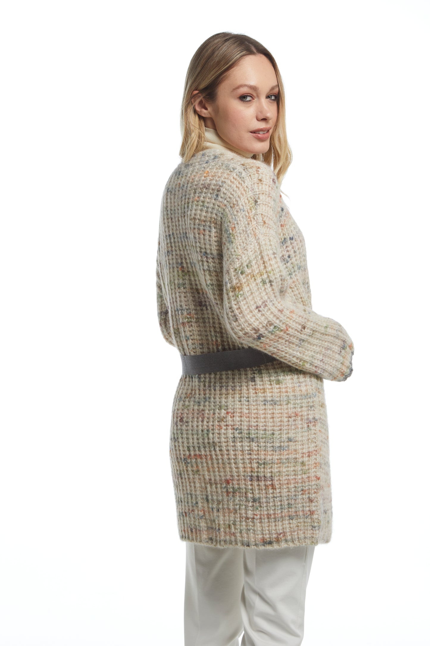 Cardigan over costa inglese con cinta - Stampato