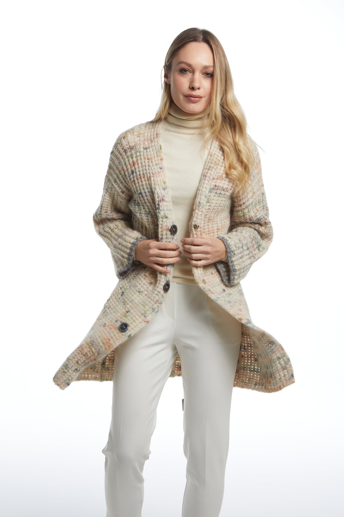Cardigan over costa inglese con cinta - Stampato