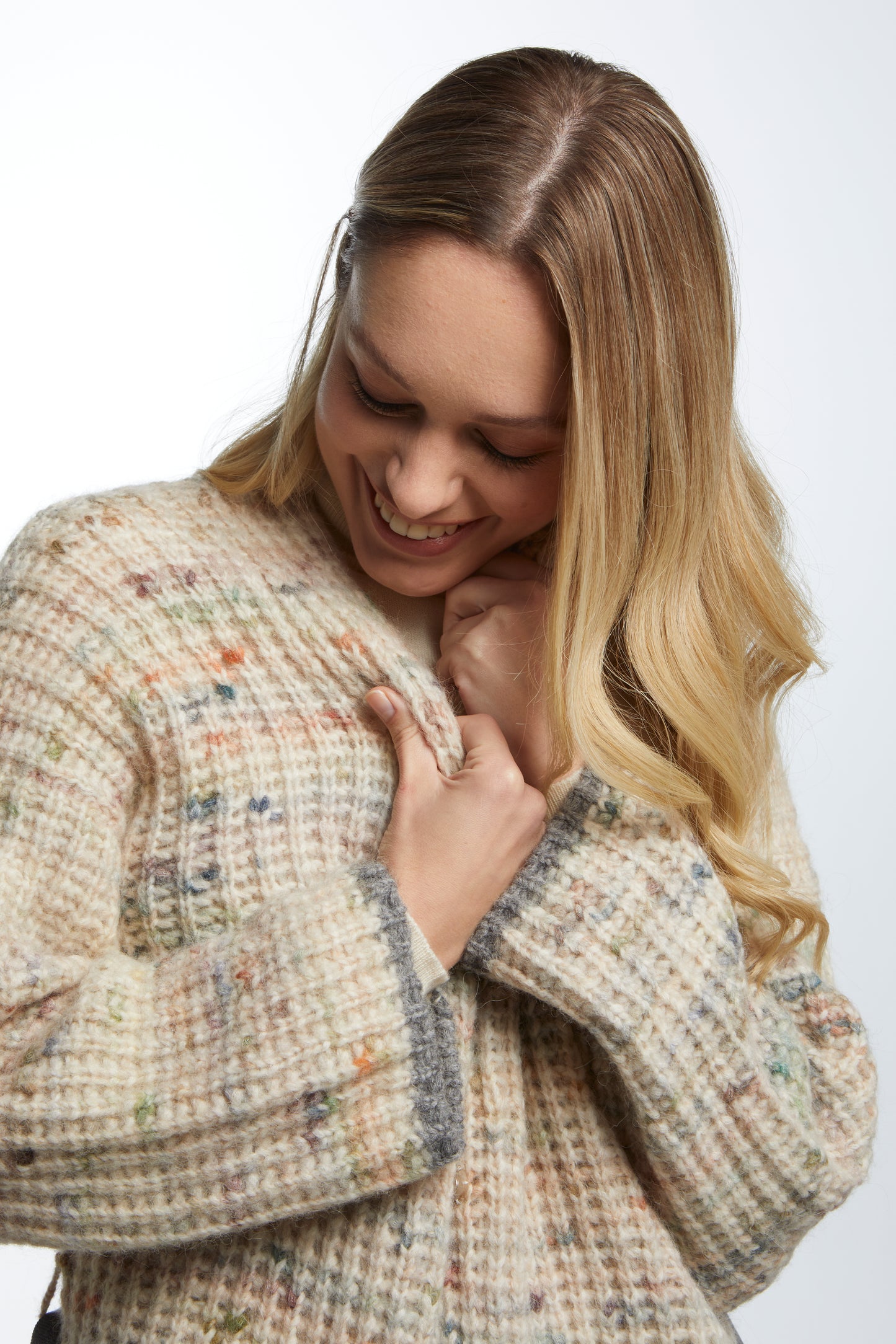 Cardigan over costa inglese con cinta - Stampato