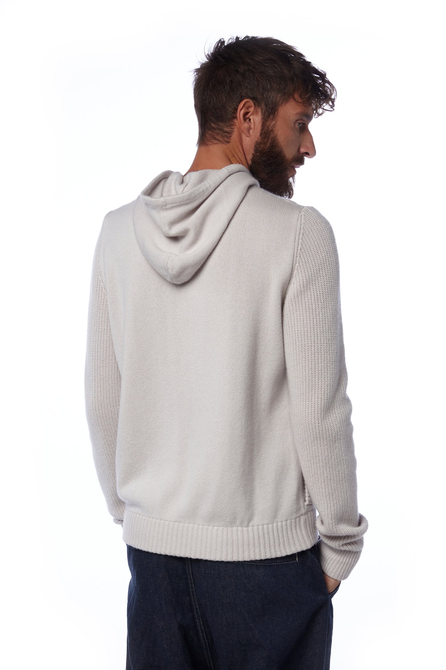 Felpa zip con cappuccio - Perla chiaro