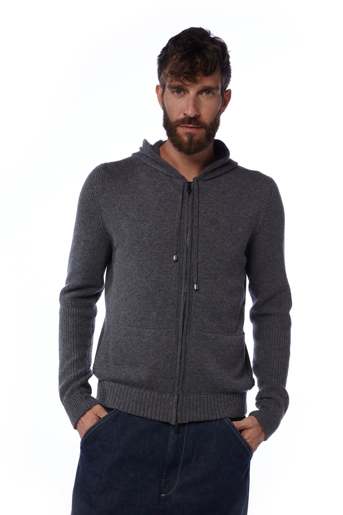 Felpa zip con cappuccio - Carbon