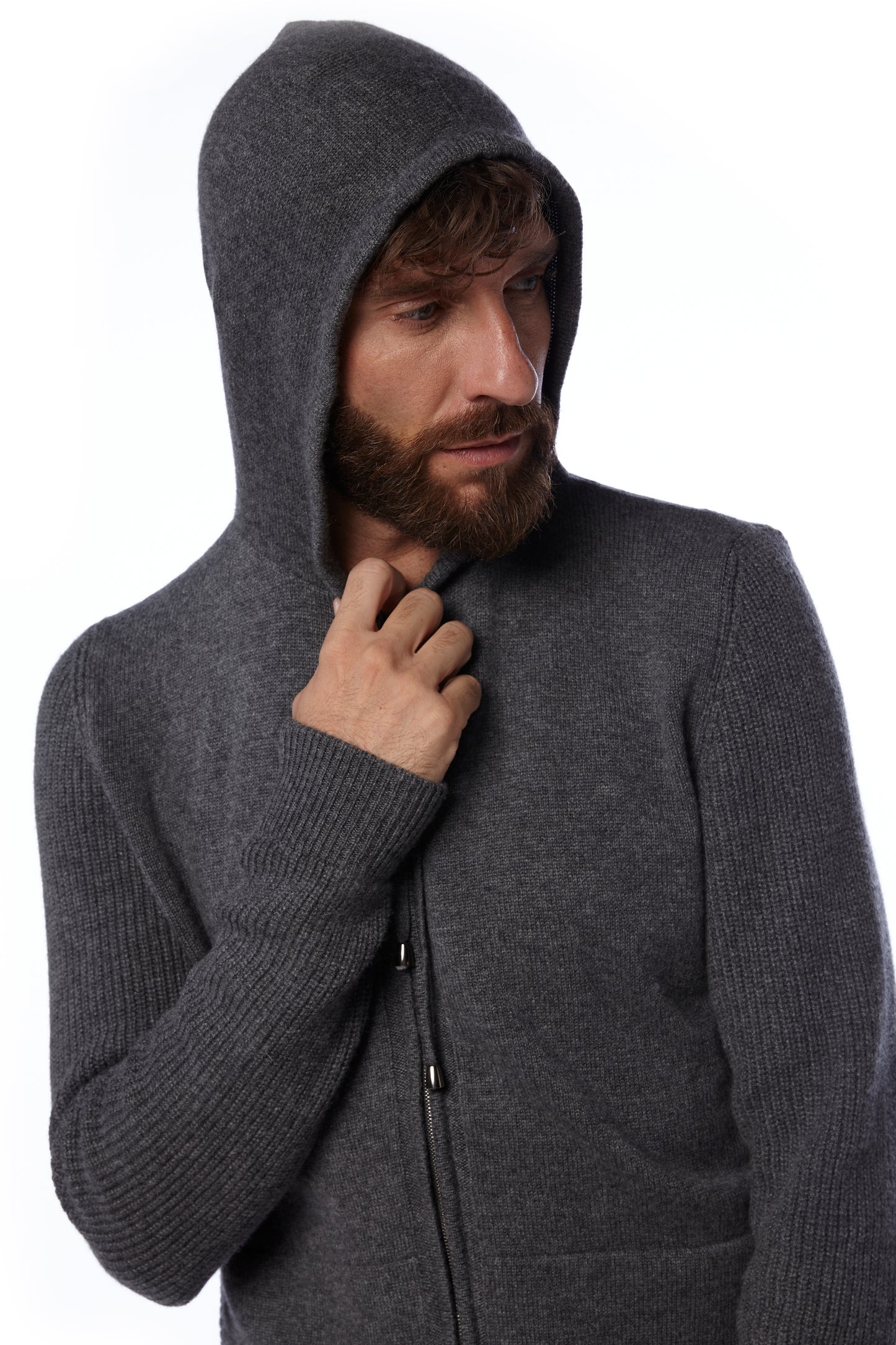 Felpa zip con cappuccio - Carbon