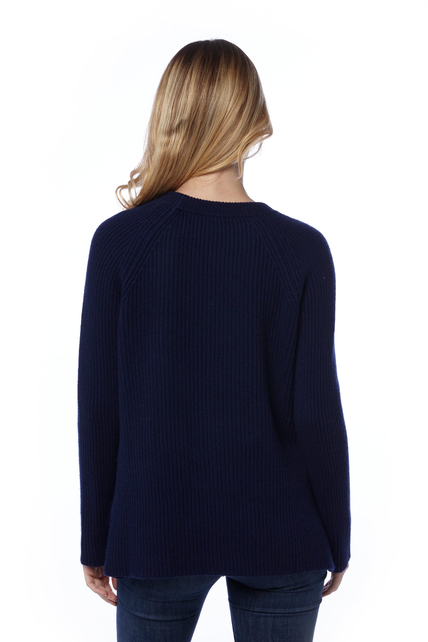 Maglia costa inglese con spacchi laterali - Blu