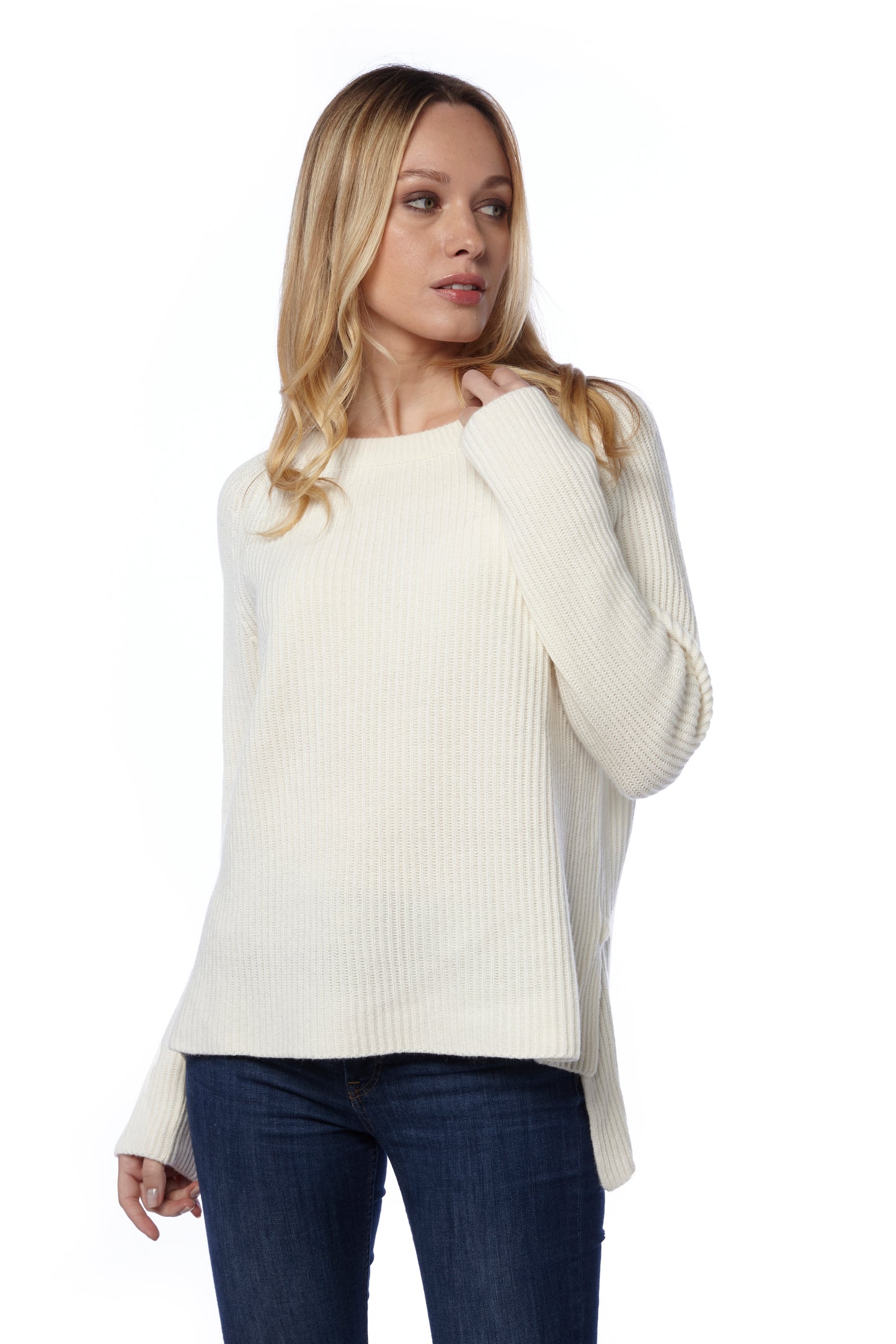 Maglia costa inglese con spacchi laterali - Bianca