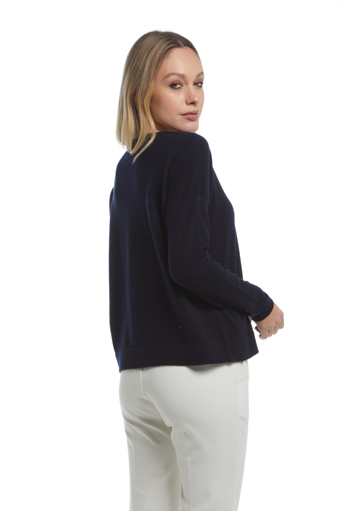 Maglia over scollo a V - Blu