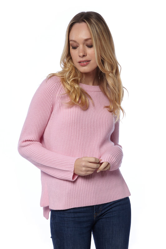 Maglia costa inglese con spacchi laterali - Rosa