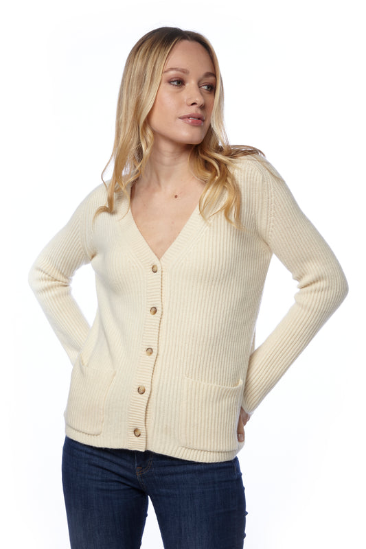 Cardigan costa inglese - Panna